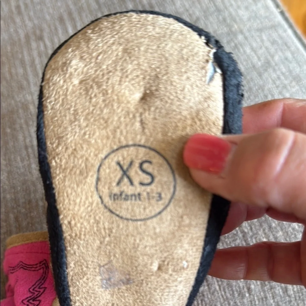 Cozy Pink and Tan Baby Boots Slippers, XS